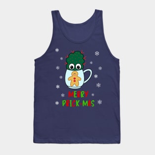 Merry Prick Mas - Small Cactus With Red Spikes In Christmas Mug Tank Top